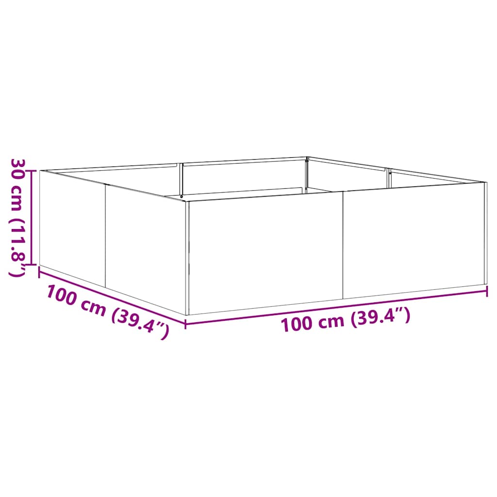 vidaXL Planter Black 100x100x30 cm Steel