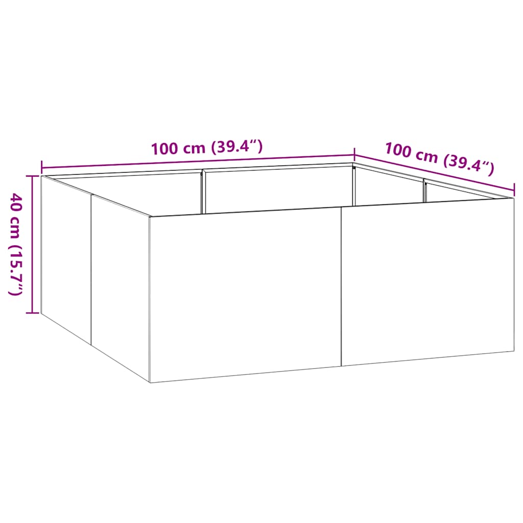vidaXL Planter 100x100x40 cm Stainless Steel
