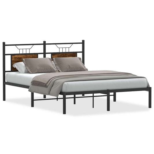 vidaXL Bed Frame without Mattress Smoked Oak 140x190 cm Engineered Wood