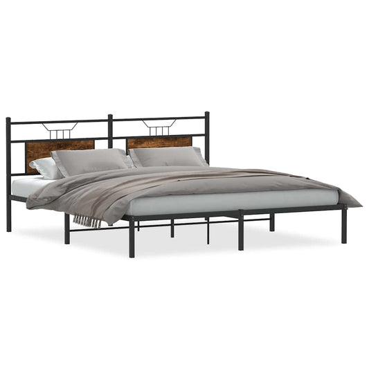 vidaXL Bed Frame without Mattress Smoked Oak 183x213 cm Engineered Wood