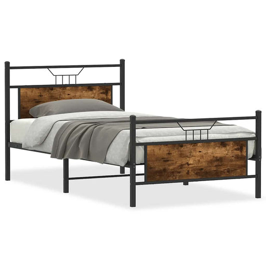 vidaXL Bed Frame without Mattress Smoked Oak 100x200 cm Engineered Wood