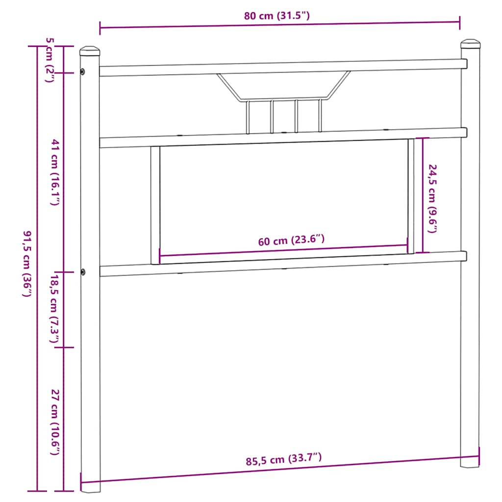 vidaXL Replace Headboard Smoked Oak 80 cm Engineered Wood and Steel