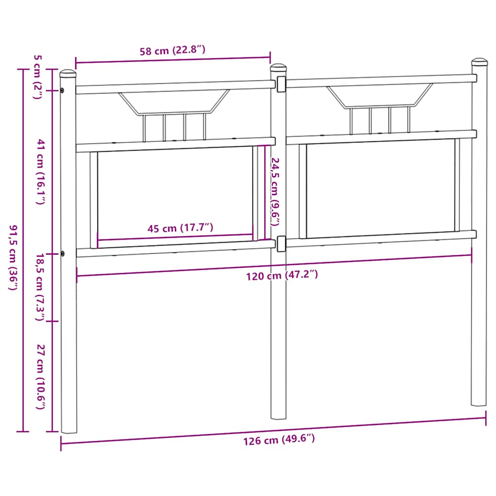 vidaXL Replace Headboard Smoked Oak 120 cm Engineered Wood and Steel