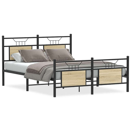 vidaXL Bed Frame without Mattress Sonoma Oak 137x190 cm Engineered Wood