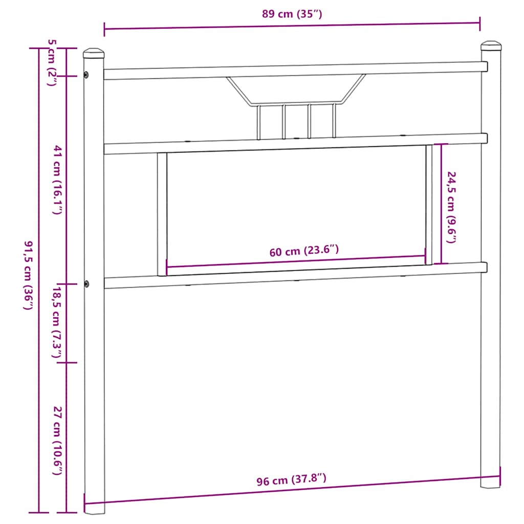 vidaXL Replace Headboard Sonoma Oak 90 cm Engineered Wood and Steel