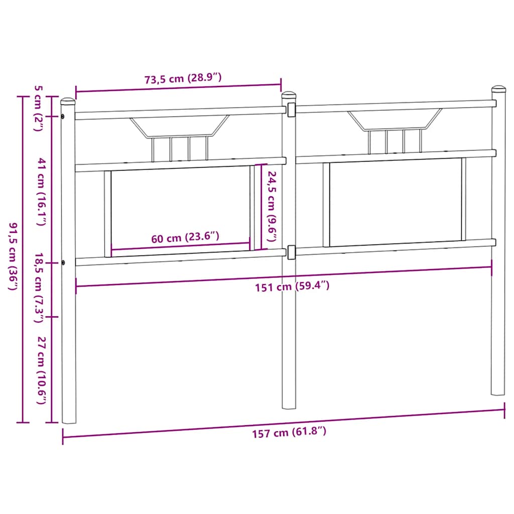 vidaXL Replace Headboard Sonoma Oak 150 cm Engineered Wood and Steel