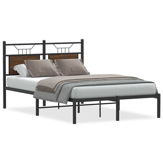 vidaXL Bed Frame without Mattress Brown Oak 120x190 cm Small Double Engineered Wood