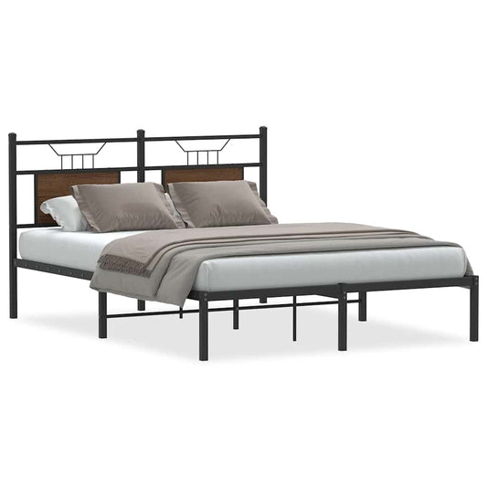 vidaXL Bed Frame without Mattress Brown Oak 150x200 cm King Size Engineered Wood