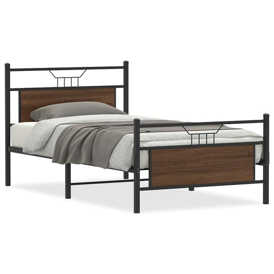 vidaXL Bed Frame without Mattress Brown Oak 100x200 cm Engineered Wood