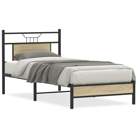vidaXL Bed Frame without Mattress Sonoma Oak 75x190 cm Small Single Engineered Wood