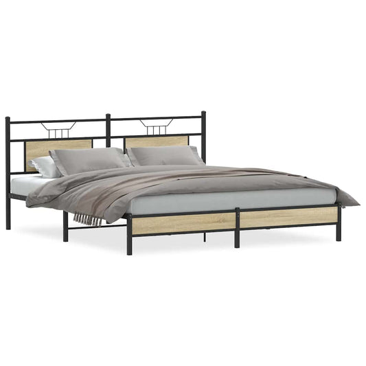 vidaXL Bed Frame without Mattress Sonoma Oak 183x213 cm Engineered Wood
