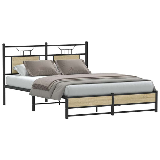 vidaXL Bed Frame without Mattress Sonoma Oak 140x190 cm Engineered Wood