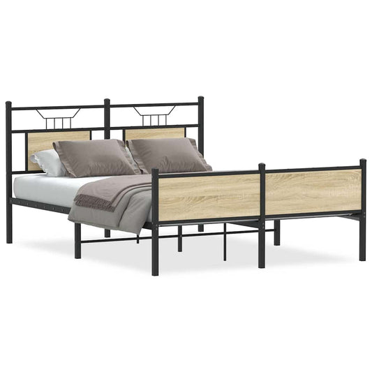vidaXL Bed Frame without Mattress Sonoma Oak 140x190 cm Engineered Wood