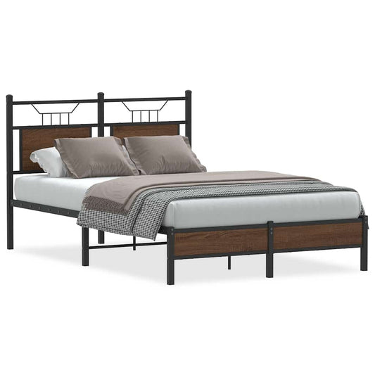 vidaXL Bed Frame without Mattress Brown Oak 120x200 cm Engineered Wood