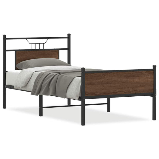 vidaXL Bed Frame without Mattress Brown Oak 90x200 cm Engineered Wood