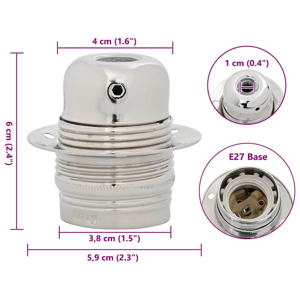vidaXL Lamp Holders 2 pcs Satin Nickel E27