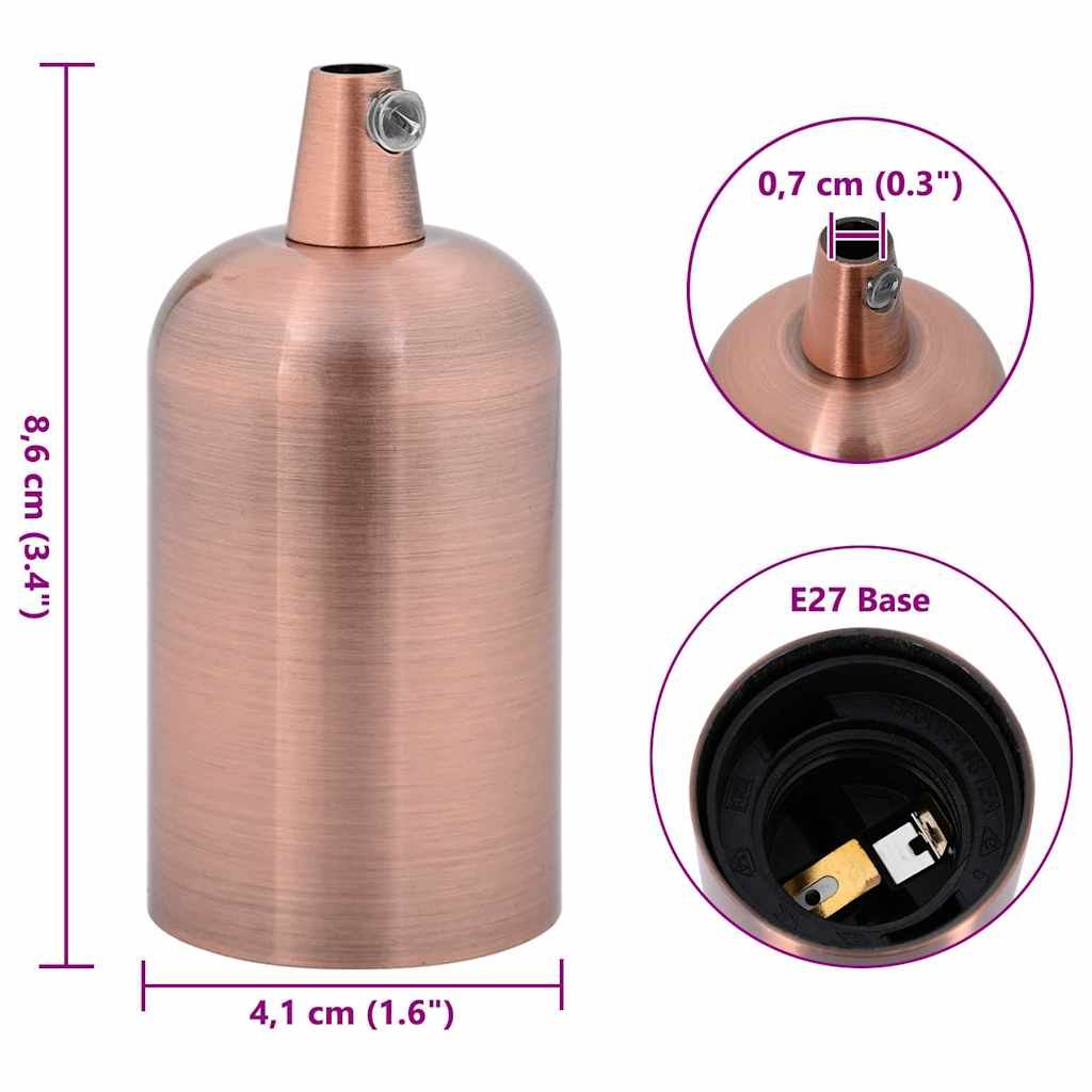 vidaXL Lamp Holders 2 pcs Red Bronze E27