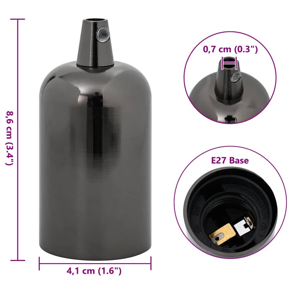 vidaXL Lamp Holders 2 pcs Glossy Black E27