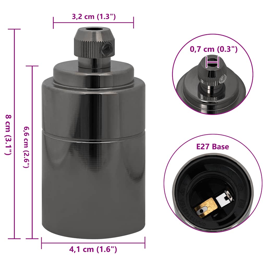 vidaXL Lamp Holders 2 pcs Glossy Black E27