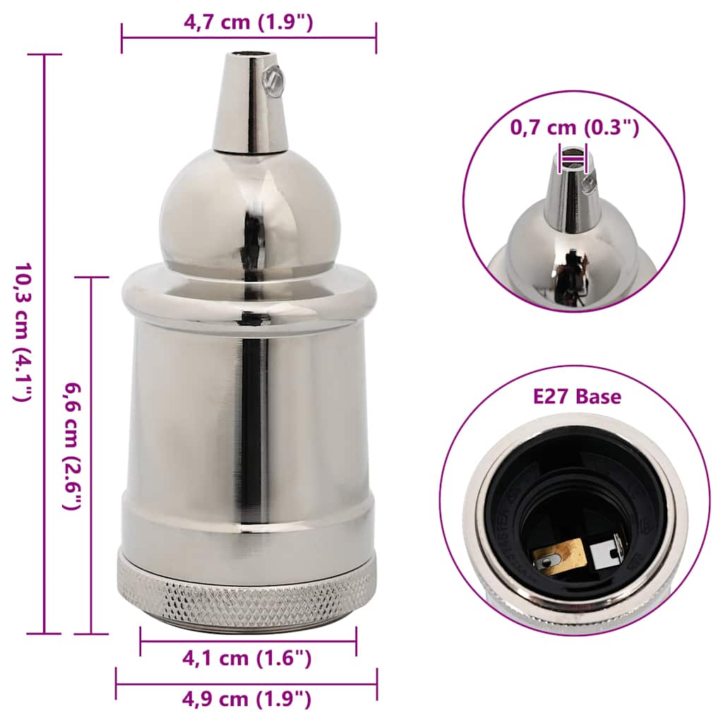 vidaXL Lamp Holders 2 pcs Satin Nickel E27