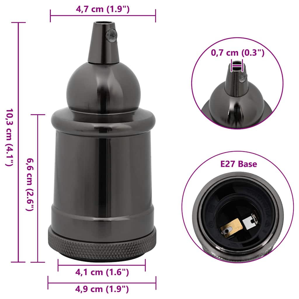 vidaXL Lamp Holders 2 pcs Glossy Black E27
