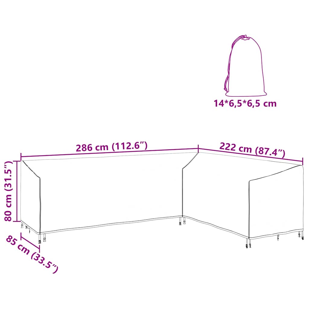 vidaXL Furniture Cover Black 286 x 222 x 80 cm 210D Oxford Fabric