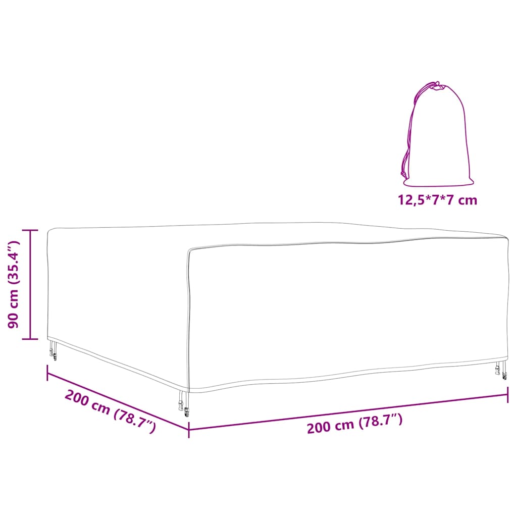 vidaXL Outdoor Furniture Cover Black 200 x 200 x 90 cm 210D