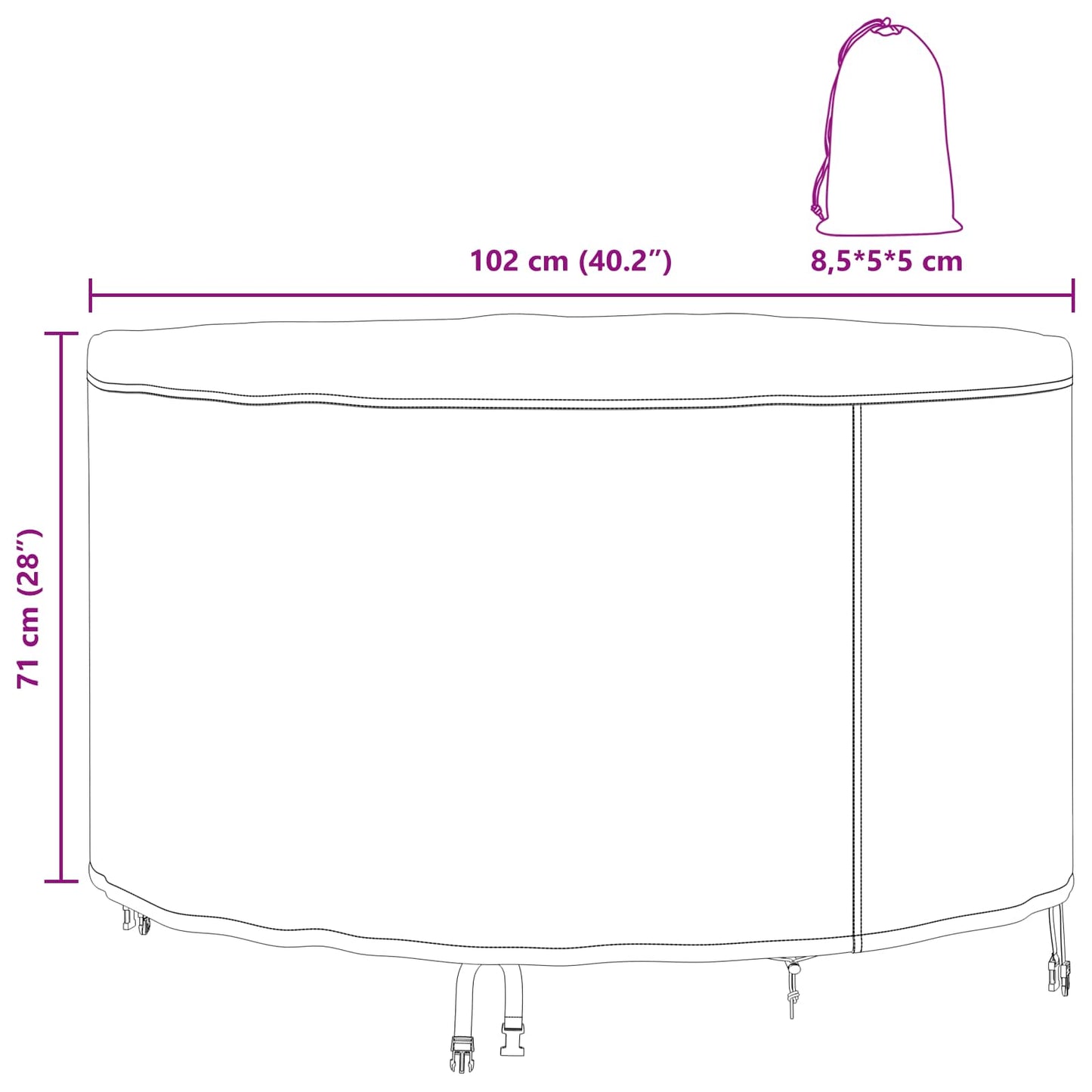 vidaXL Furniture Cover 102 x 102 x 71 cm 420D Oxford Fabric Round