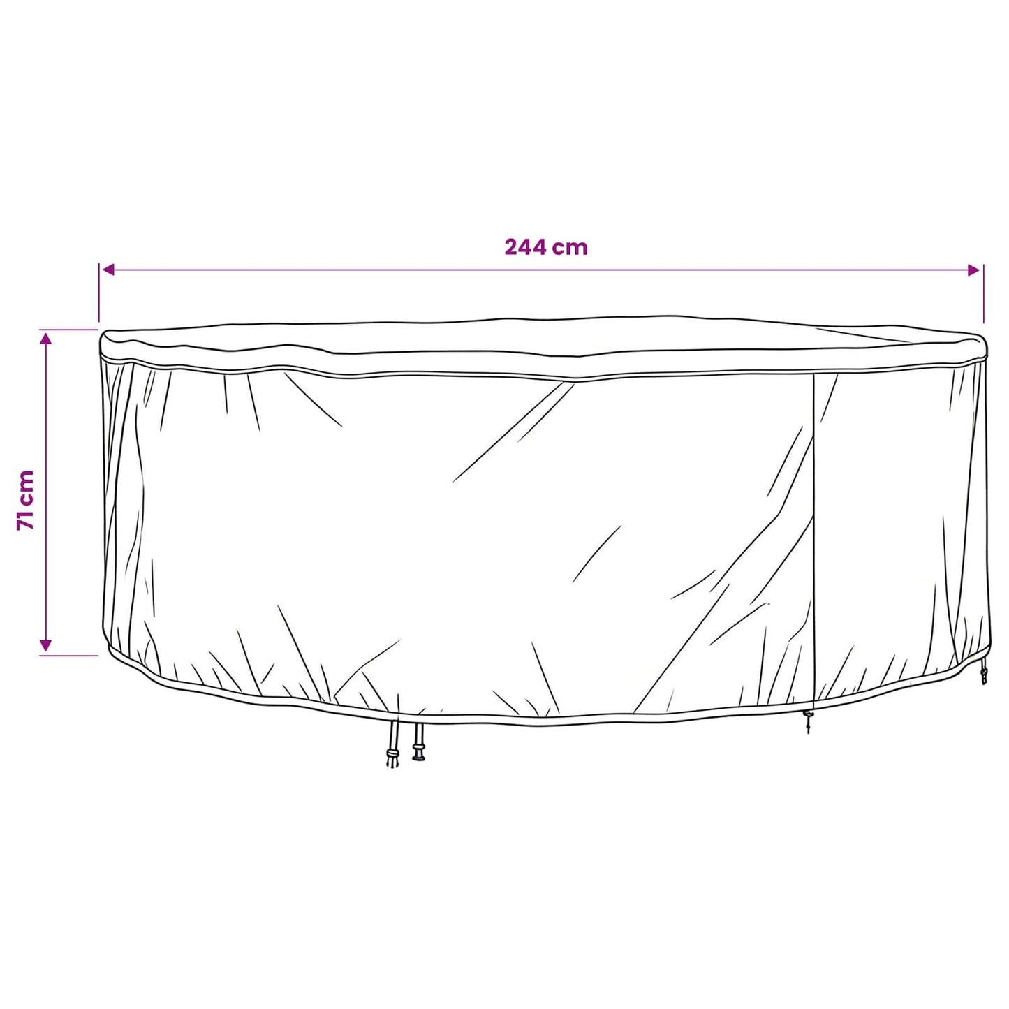 vidaXL Furniture Cover 244 x 244 x 71 cm 210D Oxford Fabric Round