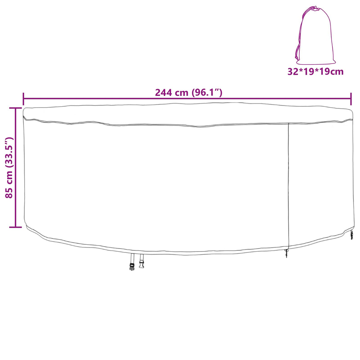vidaXL Furniture Cover 244 x 244 x 85 cm 210D Oxford Fabric Round