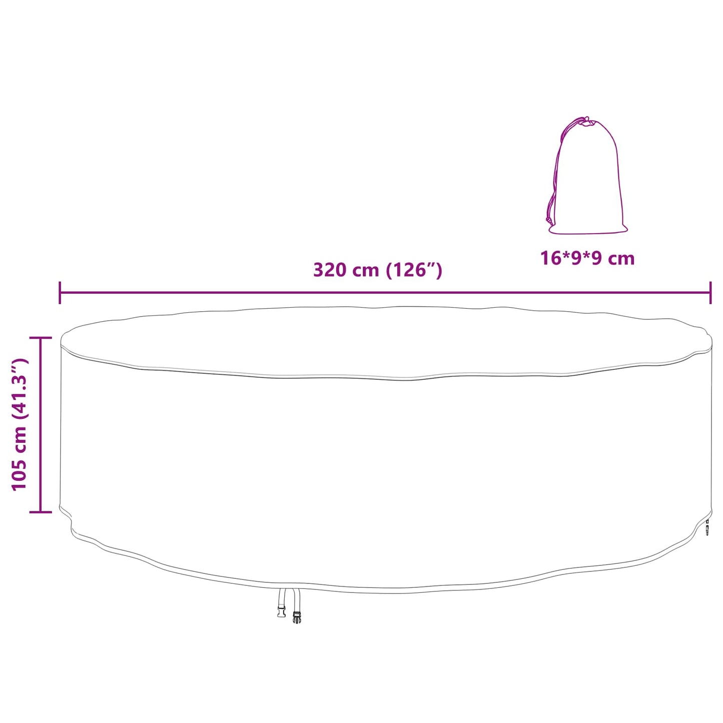 vidaXL Furniture Cover 320 x 320 x 105 cm 210D Oxford Fbric Round