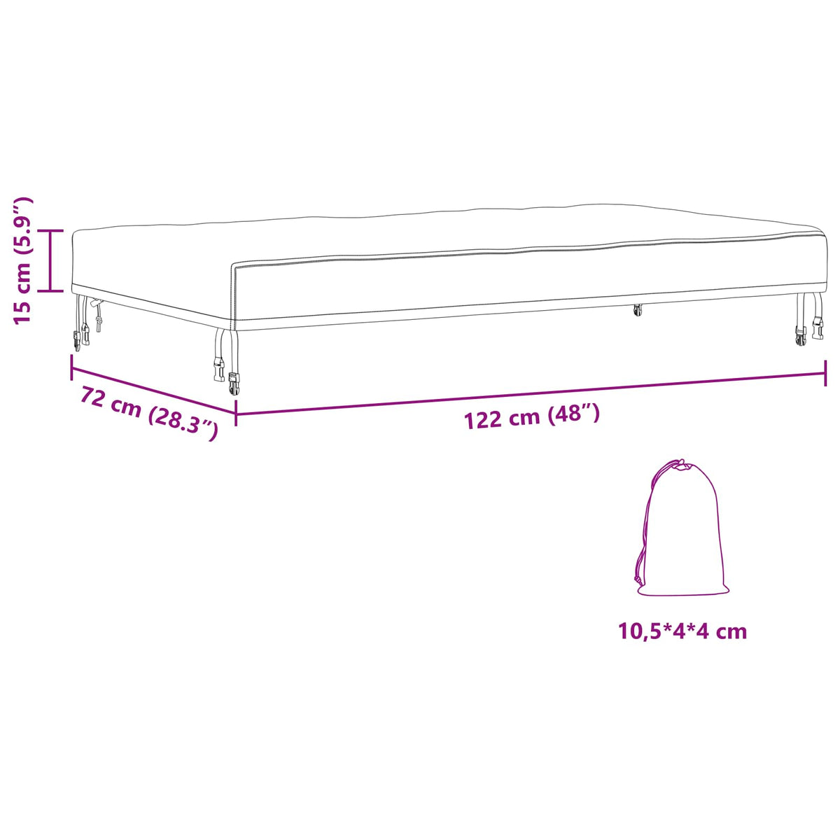vidaXL Table Cover 122 x 72 x 15 cm Fabric Rectangular Waterproof
