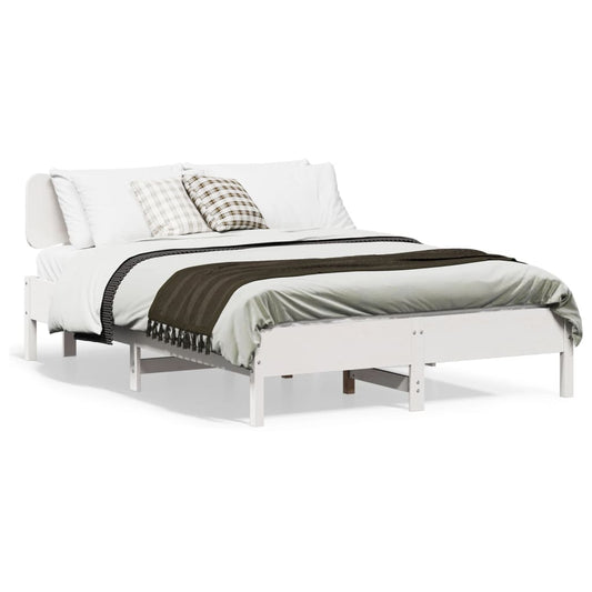vidaXL Bed Frame without Mattress White 150x200 cm King Size Solid Wood Pine