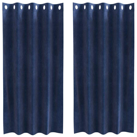 vidaXL Blackout Curtains 2 pcs Dark Blue 140 x 175 cm Velvet
