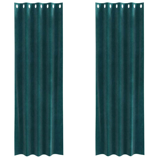 vidaXL Blackout Curtains 2 pcs Dark Green 140 x 260 cm Velvet
