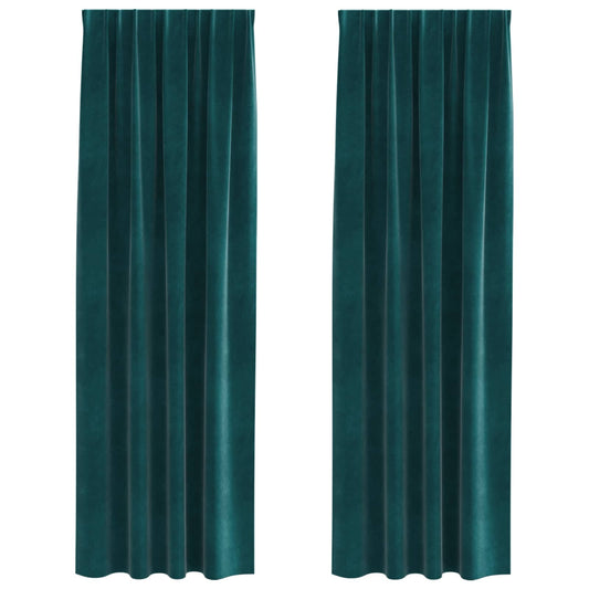 vidaXL Blackout Curtains 2 pcs Dark Green 140 x 260 cm Velvet