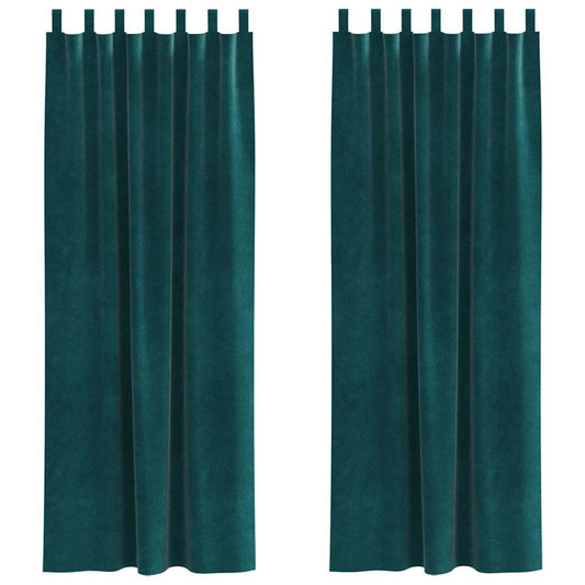 vidaXL Blackout Curtains 2 pcs Dark Green 140 x 225 cm Velvet