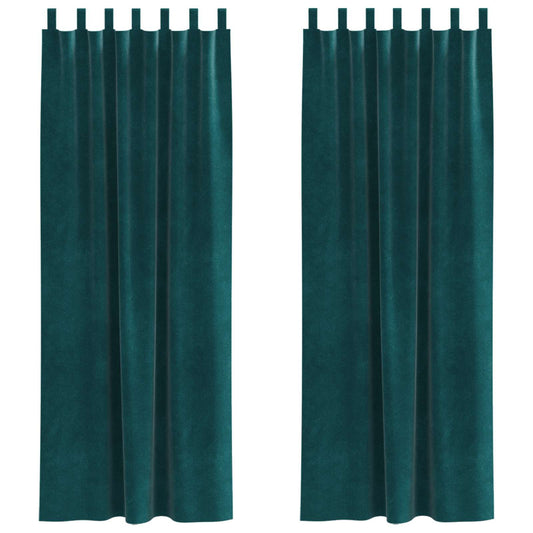 vidaXL Blackout Curtains 2 pcs Dark Green 140 x 245 cm Velvet