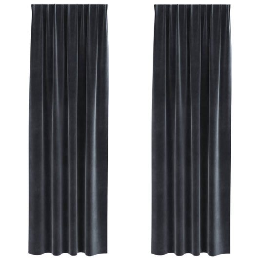vidaXL Blackout Curtains 2 pcs Dark Grey 140 x 225 cm Velvet