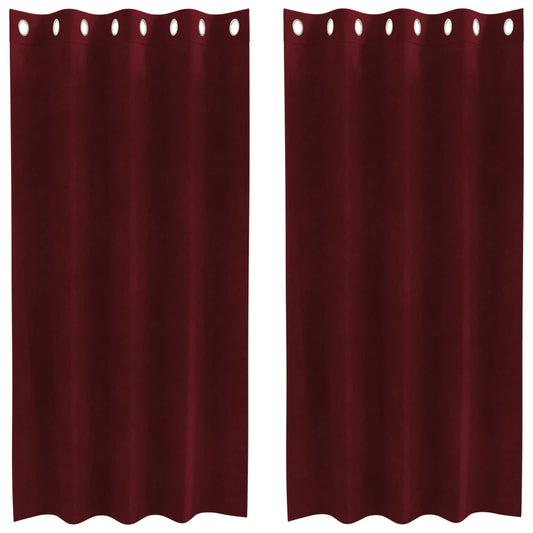 vidaXL Blackout Curtains 2 pcs Wine Red 140 x 175 cm Velvet