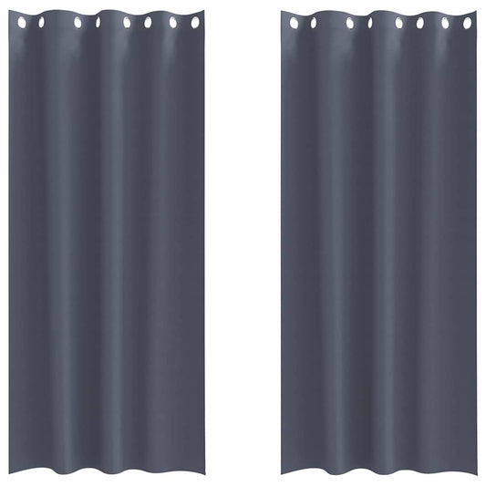 vidaXL Blackout Curtains with Rings 2 pcs Anthracite 245 x 140 cm