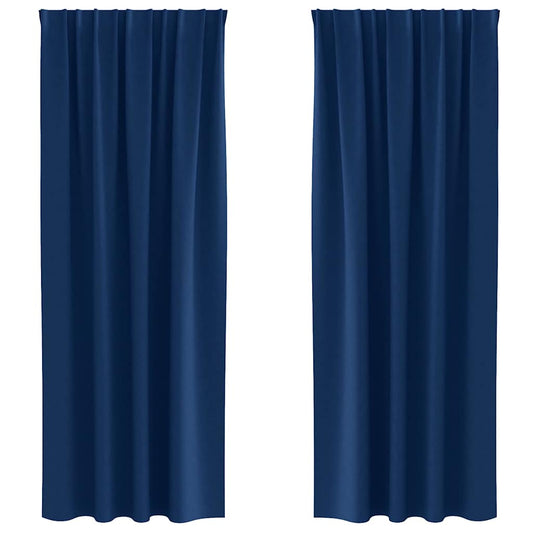 vidaXL Blackout Curtains with Rings 2 pcs Dark Blue 225 x 140 cm