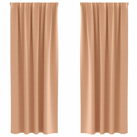vidaXL Blackout Curtains with Rings 2 pcs Light Brown 225 x 140 cm