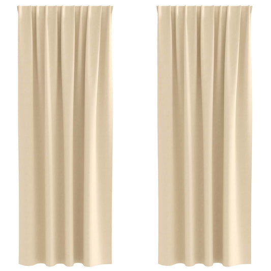 vidaXL Blackout Curtains with Rings 2 pcs Cream 260 x 140 cm Polyester