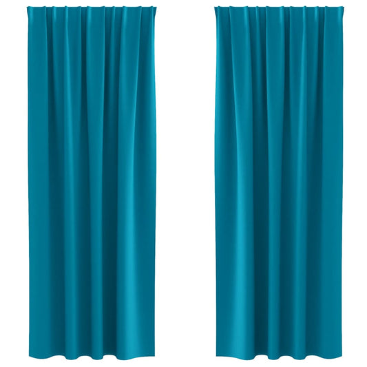 vidaXL Blackout Curtains with Rings 2 pcs Turquoise 225 x 140 cm