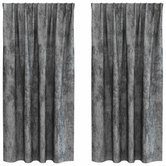 vidaXL Velvet Curtains with Curtains 2 pcs Grey 175 x 140 cm Velvet