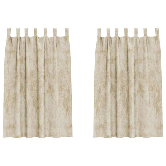 vidaXL Velvet Curtains with Curtains 2 pcs Cream 175 x 140 cm Velvet