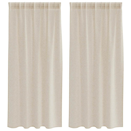 vidaXL Voile Curtain with Curtains 2 pcs Sand 175 x 140 cm Polyester