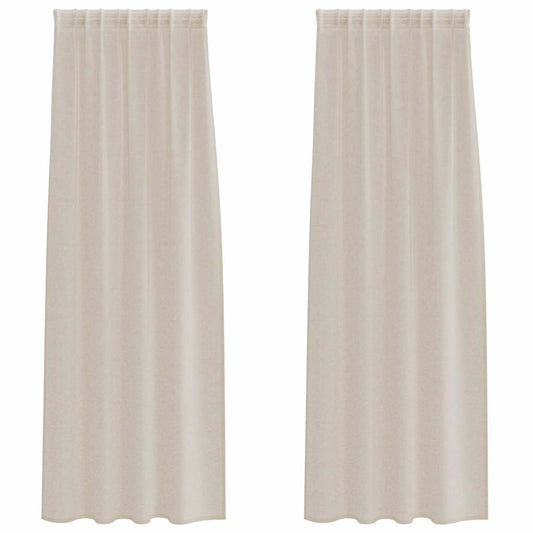vidaXL Voile Curtain with Curtains 2 pcs Sand 245 x 140 cm Polyester