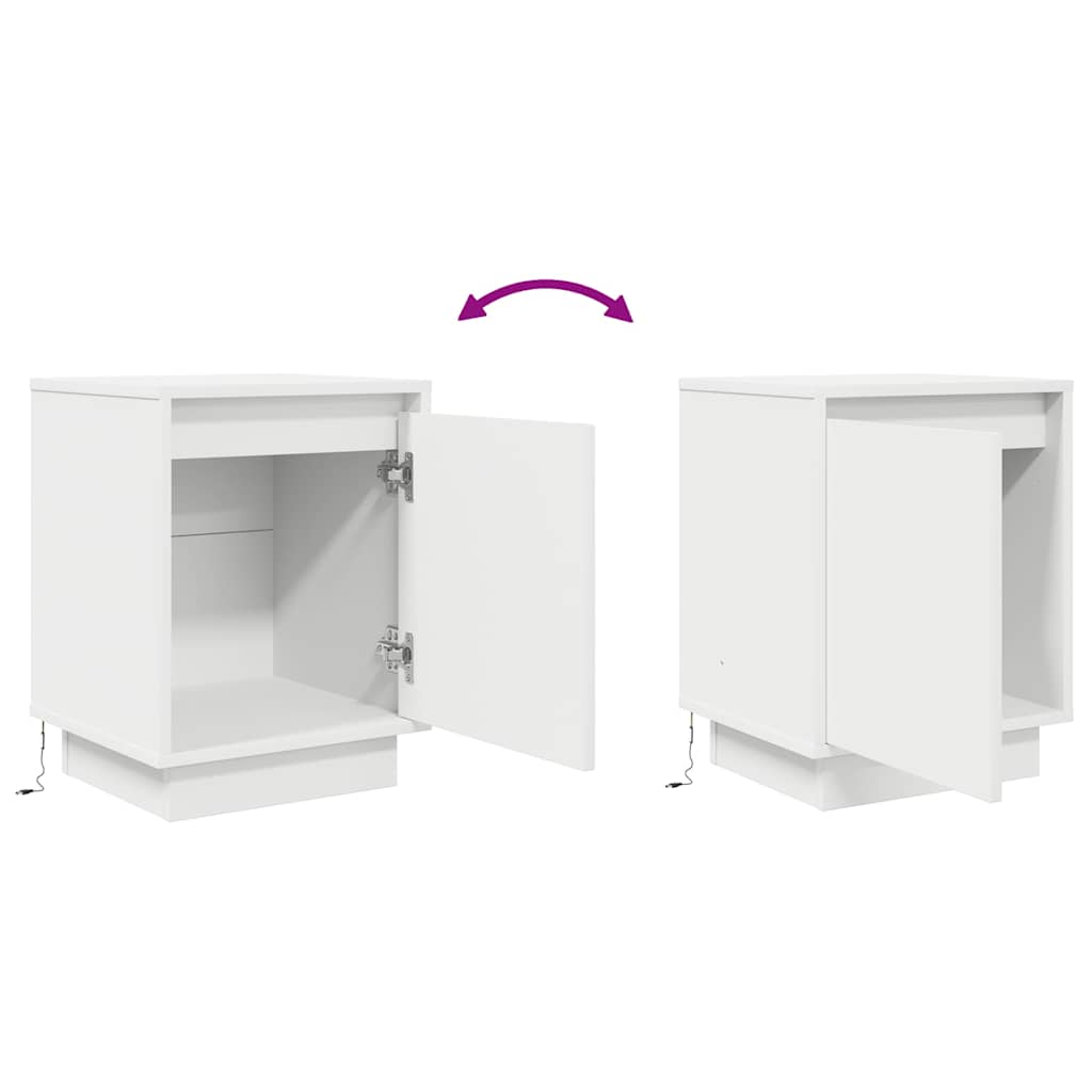 vidaXL Bedside Cabinets with LED Lights 2 pcs White 38x34x50 cm